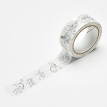 画像をギャラリービューアに読み込む, [便利堂] マスキングテープ 鳥獣戯画 白
